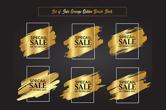 Download Sale Grunge Watercolor Golden Brush Set - Watercolor Collection