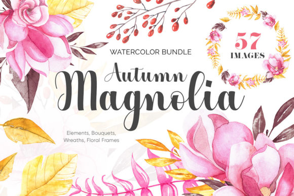 Download Autumn Magnolia Watercolor Bundel - Watercolor Collection