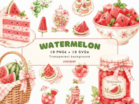Download Watermelon Watercolor Cliparts, PNG SVG - Premium Resources